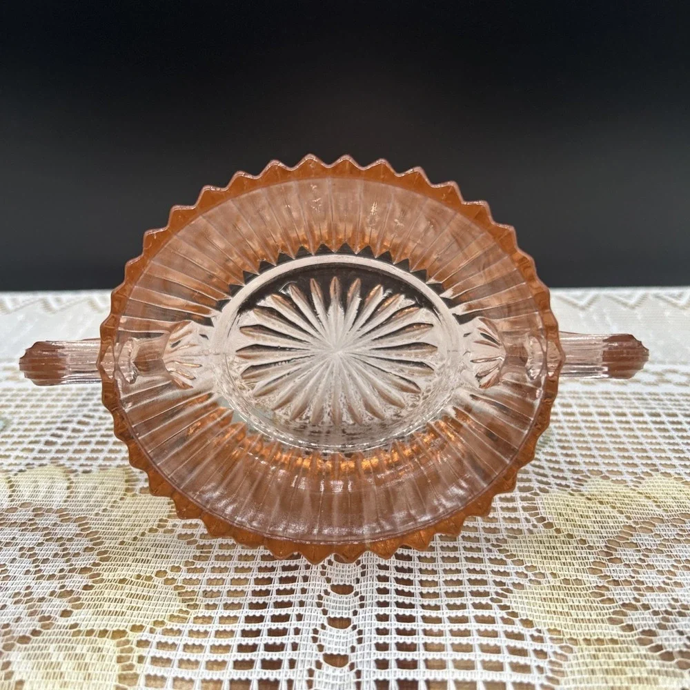 Anchor Hocking Queen Mary Pink Depression Glass Open Sugar Ribbed
